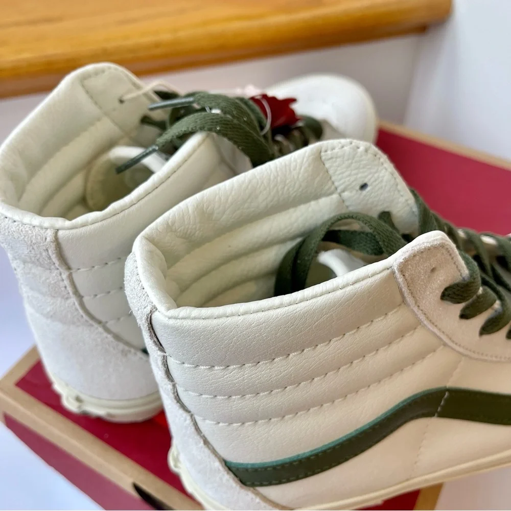 NWT Vans Sk8 Hi Leather Sneakers in Vintage Pop - Marshmallow Turtledove shoes - Picture 11 of 15